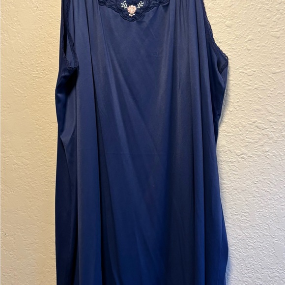 VANITY FAIR Vtg Size Xl Navy Blue Chiffon Nylon Below Knee 90s Y2K - Picture 7 of 8
